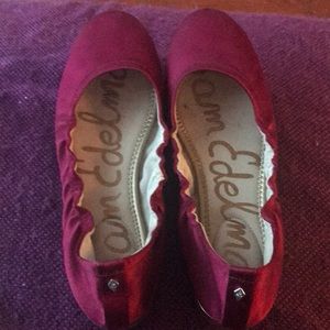 Red satin Sam Edelman ballet slippers